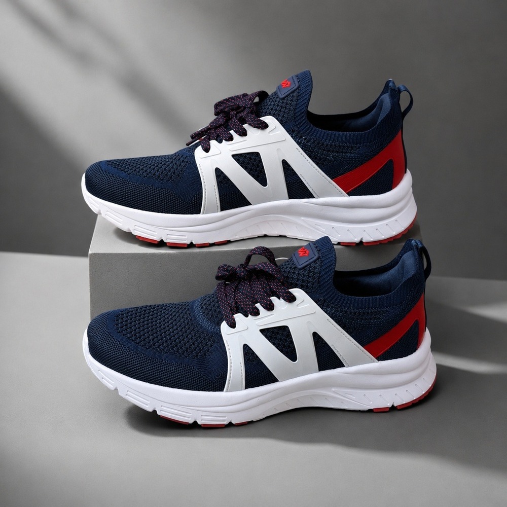 Quickflash Running Sneakers Navy Red White Athletic Walking Shoes Mens 8 New NWT